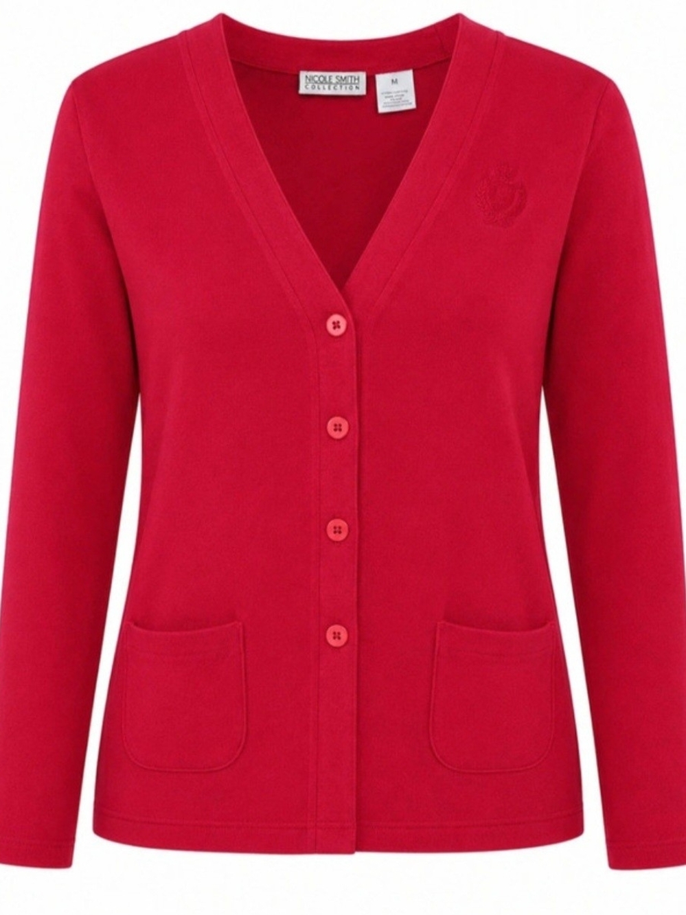 Vintage Y2K Jaclyn Smith Sport Red Button-Down Preppy Cardigan Size XL